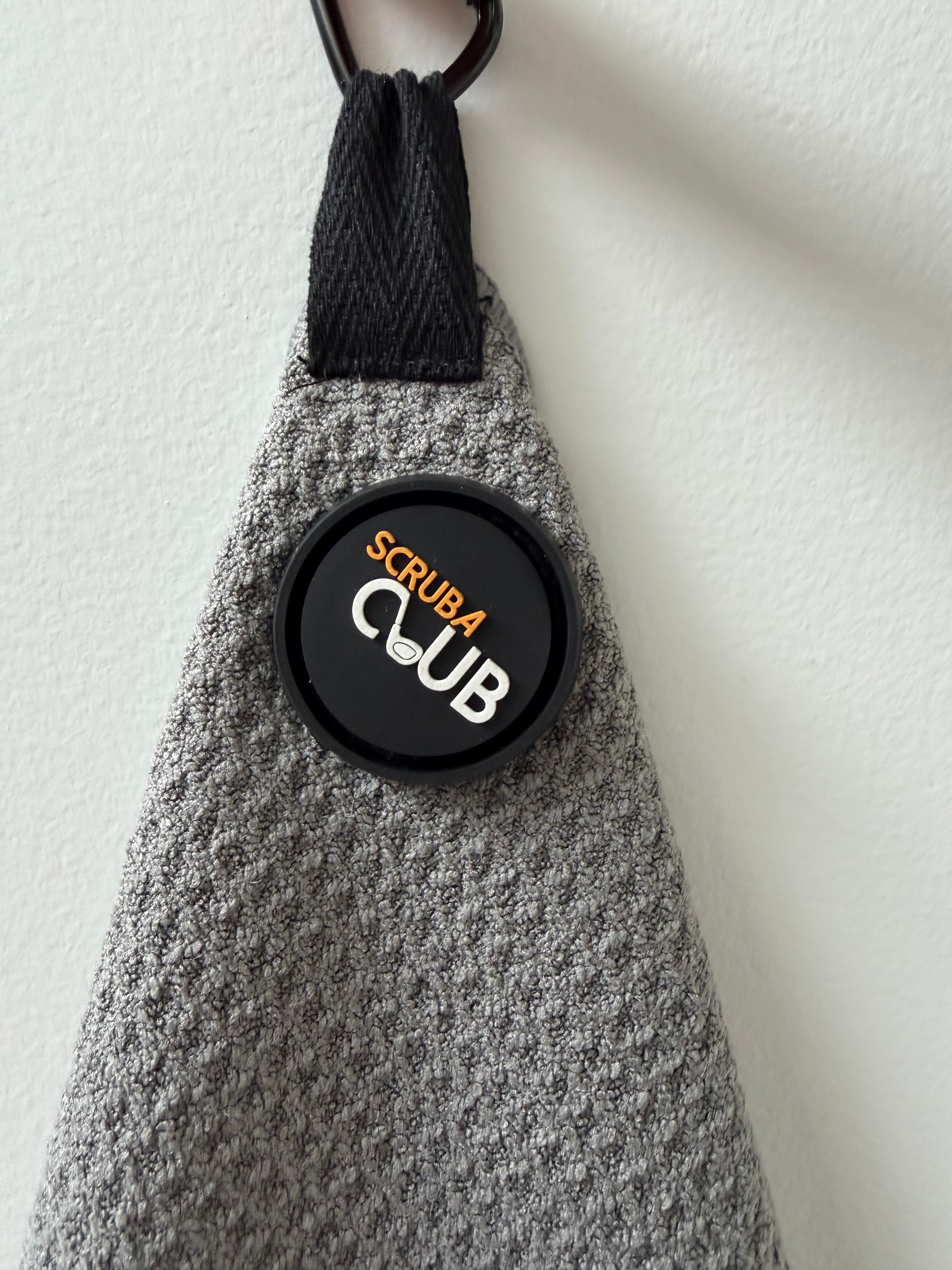 Scrubaclub Towel with Magnetic Clip - Grey Linear Logo