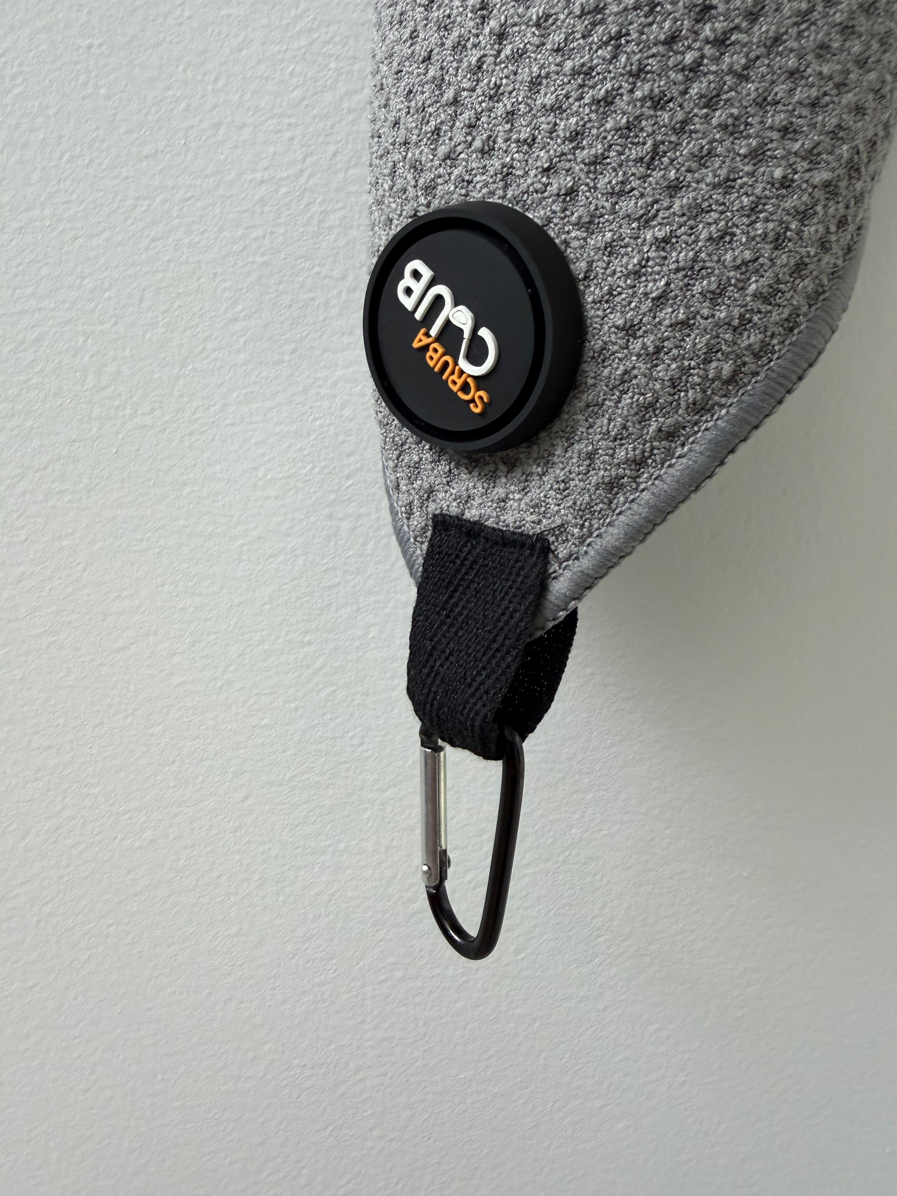 Scrubaclub Towel with Magnetic Clip - Grey Linear Logo